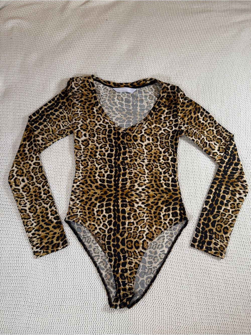 MANGOPOP Leopard Print Long Sleeve Bodysuit – Size Small